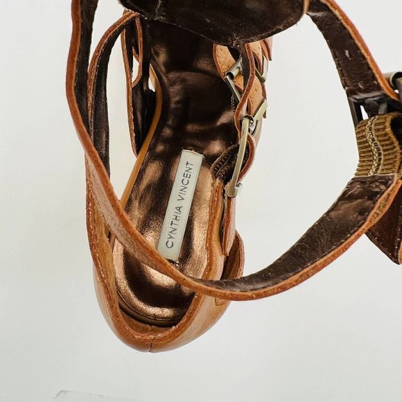 Cynthia Vincent Pacey Gladiator Brown Wedge Size 7.5 - Picture 11 of 16